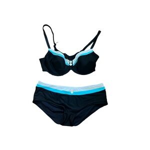 Freya Black Bikini with Blue and White Trim
